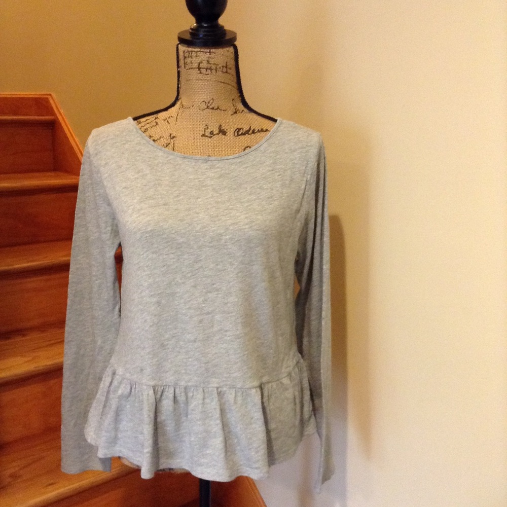 J Crew gray ruffle top